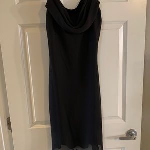 Sz11/12 vintage black slip dress with cowl neck